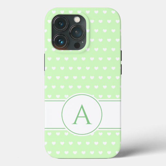 Custom Monogram fein hellgrün und weiß Case-Mate iPhone Hülle (Rückseite)