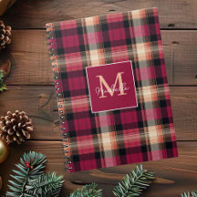 Custom Monogram Festive Gingham Style Pattern