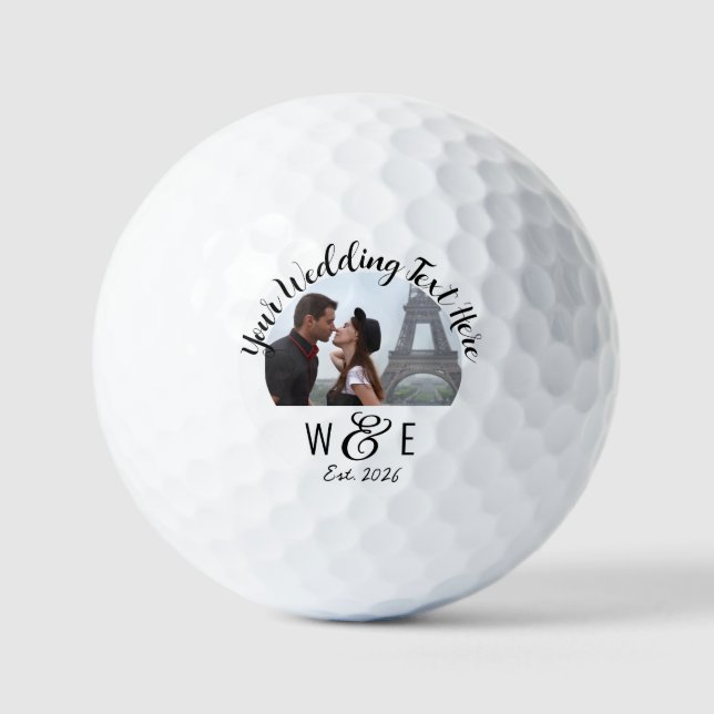 Custom Monogram Foto Script Wedelgolfball Golfball (Vorderseite)