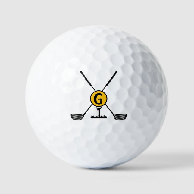 Custom Monogram gelb modern Golfball (Vorderseite)