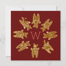Custom Monogram Gingerbread Katzen - Handgemalt Karte