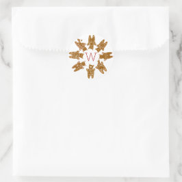 Custom Monogram Gingerbread Katzen - Handgemalt Runder Aufkleber