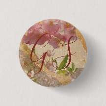 Custom Monogram Gold Shimmer Floral Decoupage