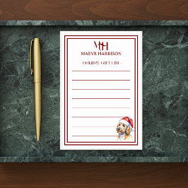 Custom Monogram Golden Doodle Holiday Geschenklist Post-it Klebezettel