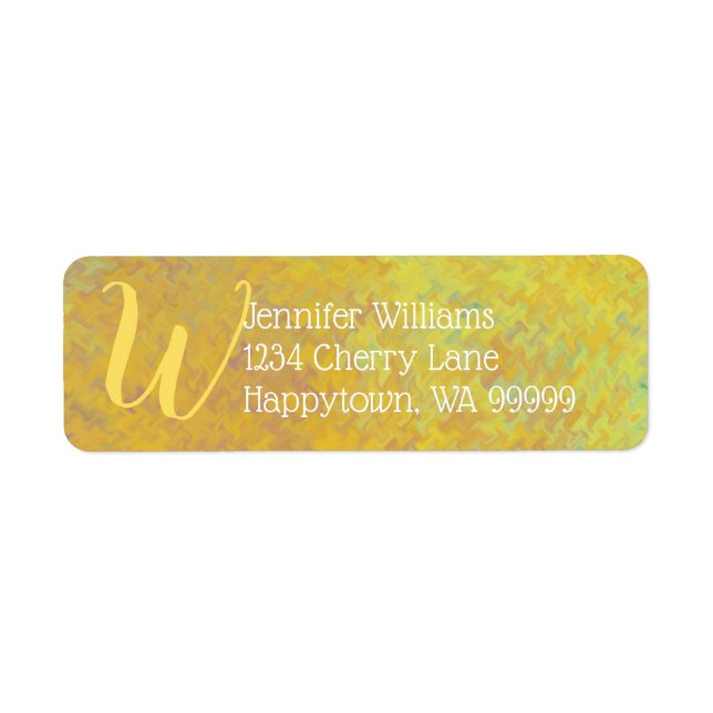 Custom Monogram Golden Marble Art Rücksendeadresse (Vorne)