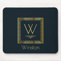 Custom Monogram Golden on Dark Blue