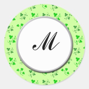 Custom Monogram Green Kleeblatts Art Sticker
