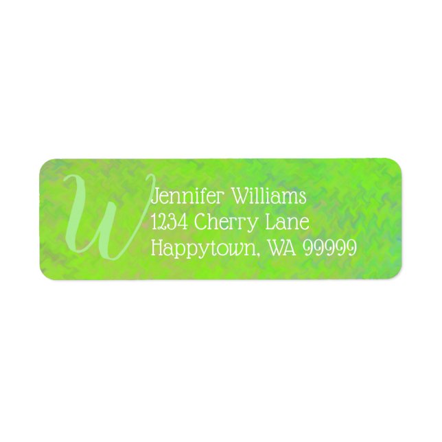 Custom Monogram Green Marble Art Rücksendeadresse (Vorne)