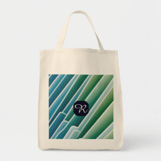 Custom Monogram Grocery Tasche - Abstrakt Blue Gre