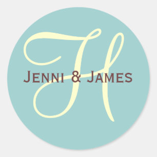Custom Monogram H Gastgeschenk Hochzeit & Umschlag Runder Aufkleber