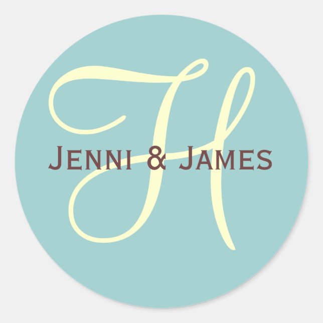 Custom Monogram H Gastgeschenk Hochzeit & Umschlag Runder Aufkleber (Vorderseite)