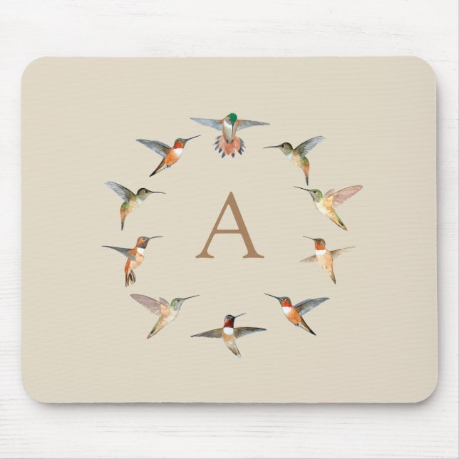 Custom Monogram Hummingbird Mousepad (Vorne)
