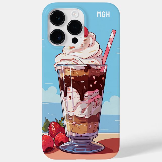 Custom Monogram Ice Creme Milkshake Case-Mate iPhone 14 Pro Max Hülle (Rückseite)