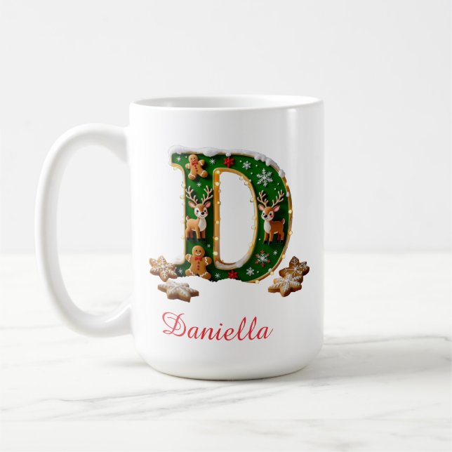 Custom Monogram initial D merry Christmas  Kaffeetasse (Links)