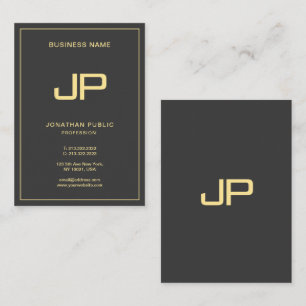 Custom Monogram Initial Luxury Black & Gold Mighty Visitenkarte