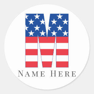 Custom Monogram Initial M USA America Flag Runder Aufkleber