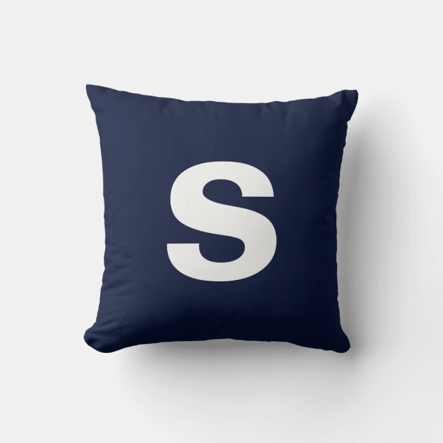 Custom Monogram Initial Midnight Navy Blue Kissen (Vorderseite)