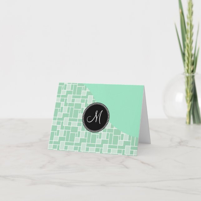 Custom Monogram Initial Mint Green Tile Pattern (Devant)