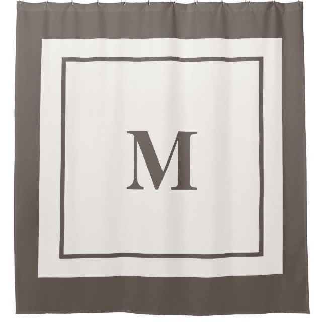 Custom Monogram Initial Taupe Brown Duschvorhang (Vorderseite)
