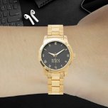 Custom Monogram Initials Luxe Gold Bracelet Watch Armbanduhr<br><div class="desc">Maßgeschneiderte, personalisierte, unvergleichliche Armbanduhr aus Edelstahl. Geben Sie einfach die Initialen ein. Machen Sie eine wunderbare, individuelle Uhr für die besonderen Männer und Frauen in Ihrem Leben - Mama, Papa, Braut, Bräutigam, Ehefrau, Ehemann, Schwester, Bruder, Großvater, Freundin, Großvater. Macht ein großartiges Geschenk für den Tag der Mutter, den Tag des...</div>