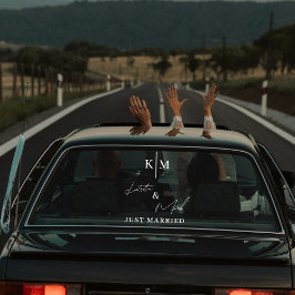 Custom Monogram Just Married Car Wedding Banner Fensteraufkleber