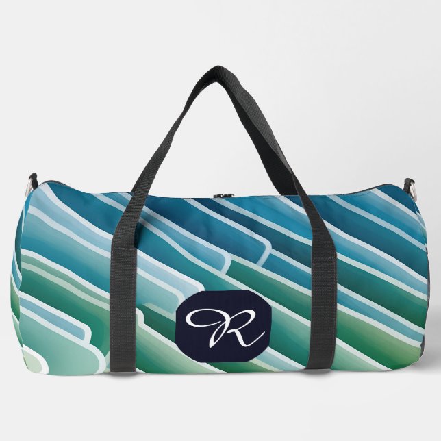Custom Monogram Large Duffle Bag - Blue Green (Vorderseite)