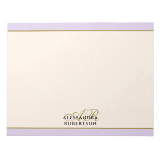 Custom Monogram Lavender Ivory Gold Minimalist Notizblock