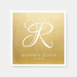 Custom Monogram Letter Gold Foil Wedding Serviette