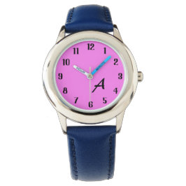 Custom Monogram Lovely Black Pink Girls Watch Armbanduhr