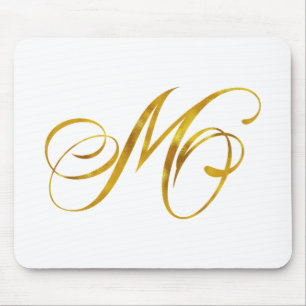 Custom Monogram M Imitat Gold Foil Monogramme Init Mousepad