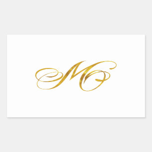 Custom Monogram M Imitat Gold Foil Monogramme Init Rechteckiger Aufkleber