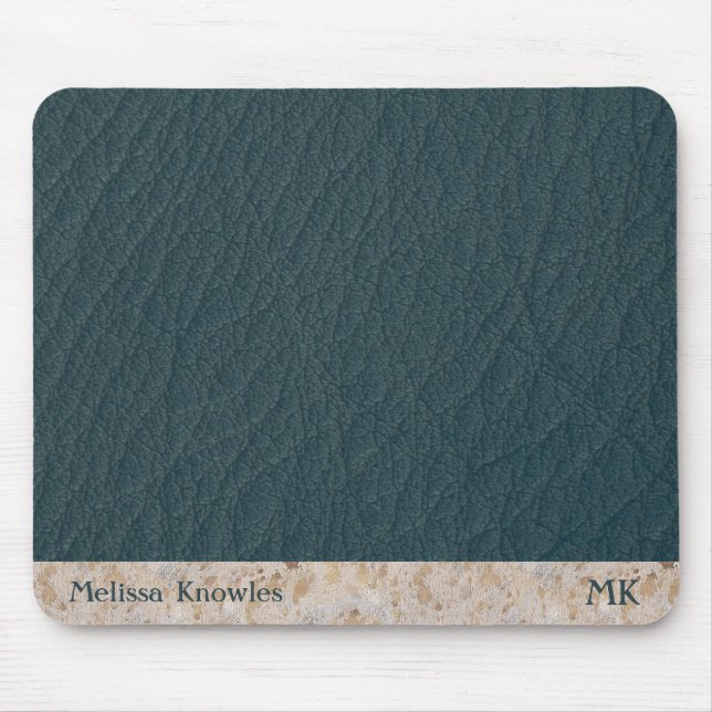Custom Monogram Masculine Modern Aquamarin Blue Le Mousepad (Vorne)