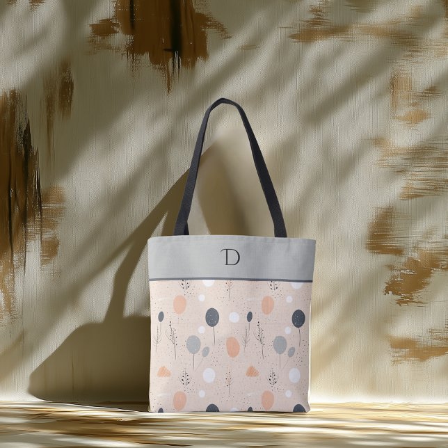Custom Monogram mit Earthy Minimal Pastel Foliage Tasche (Von Creator hochgeladen)