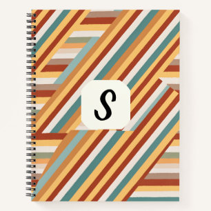 Custom Monogram Modern Retro 70er Geometric Deluxe Notizbuch