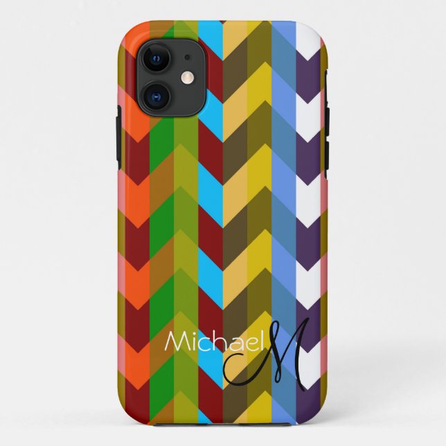 Custom Monogram Modern Zickzack Zigzag 10 Case-Mate iPhone Hülle (Rückseite)