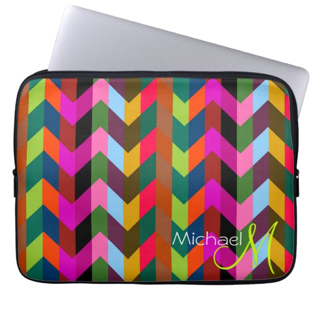 Custom Monogram Modern Zickzack Zigzag 2 Laptopschutzhülle (Vorderseite)