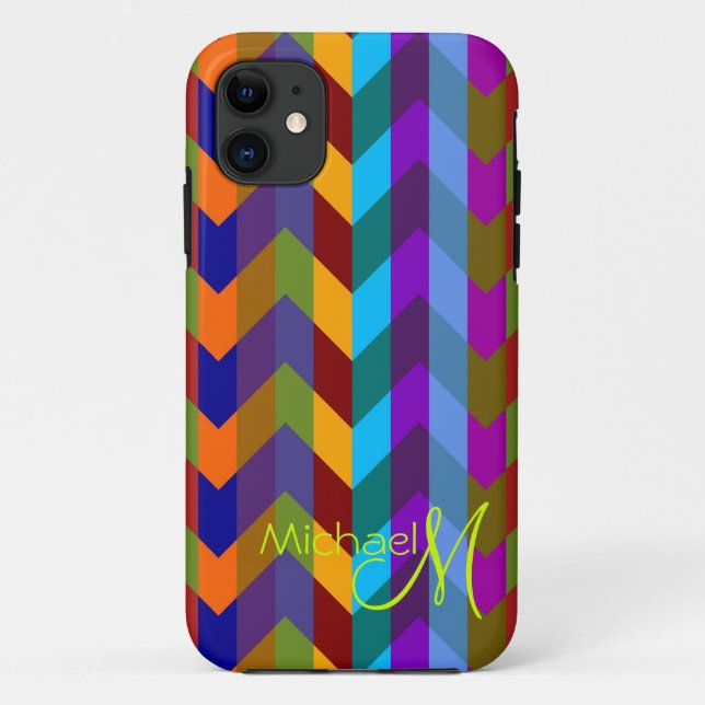Custom Monogram Modern Zickzack Zigzag 3 Case-Mate iPhone Hülle (Rückseite)