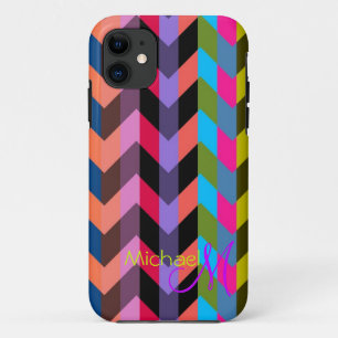 Custom Monogram Modern Zickzack Zigzag 6 iPhone 11 Hülle