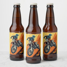 Custom Monogram Motocross Bierflaschenetikett