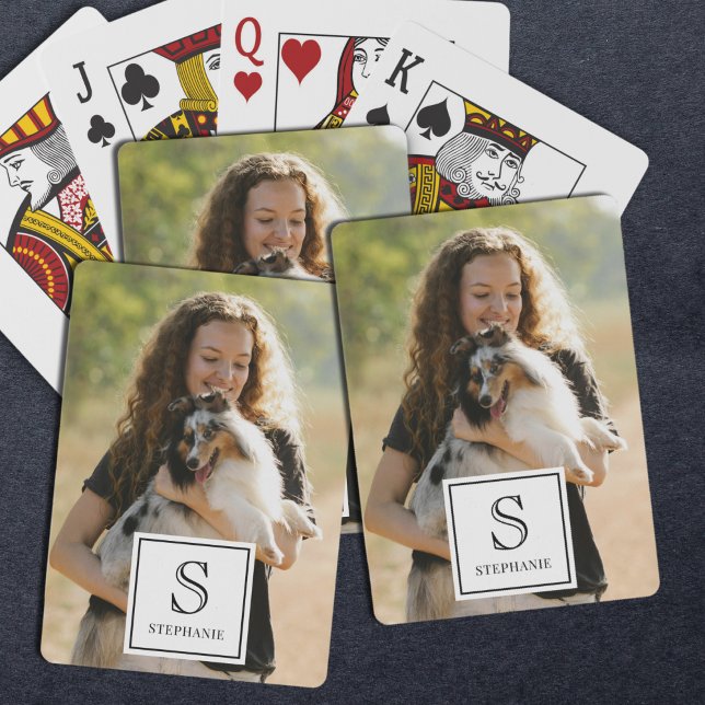Custom Monogram, Name and Photo Modern Photography Spielkarten (Von Creator hochgeladen)
