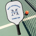 Custom Monogram Name Best Grandad Pickleball Schläger<br><div class="desc">This unique pickleball paddle is special -- features a unique layering of the monogram -- look closely and you will see three colors, which gives it the feeling of depth. Personalized additionally with his first name -- and the message: Best Granddad and you can change all messages. Also would be...</div>