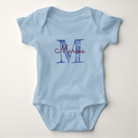 Custom Monogram Name Blue Baby Boy Hand Letter