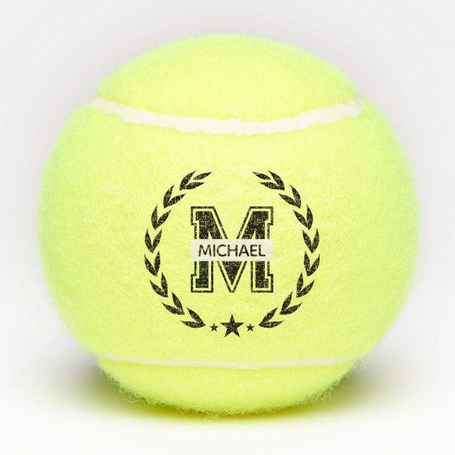 Custom Monogram Name Bold Initial Tennis Ball (Rückseite)
