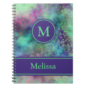 Custom Monogram Name Clouds and Stars Notebook Notizblock