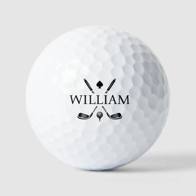 Custom Monogram Name Golf Clubs Ace Classic Golfball (Vorderseite)