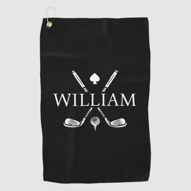 Custom Monogram Name Golf Clubs Ace Golf Balls Golfhandtuch (Vorderseite)