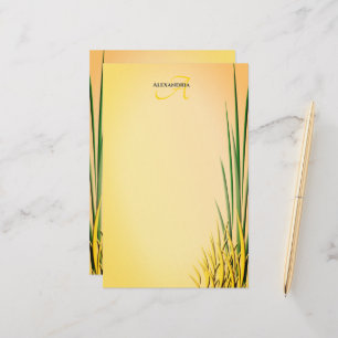 Custom Monogram Name Grass Border Stationierung Briefpapier