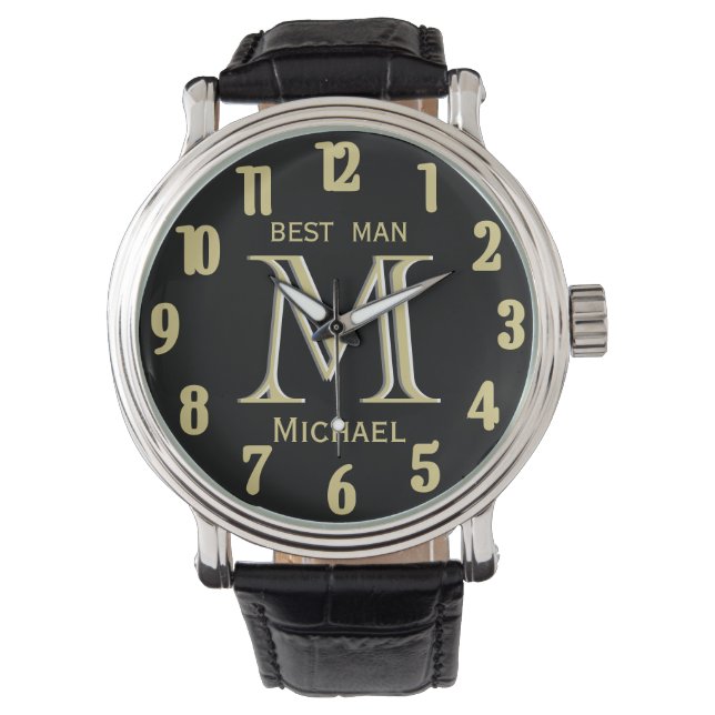 Custom Monogram Name Trauzeuge Gfit Wedding Armbanduhr (Vorderseite)