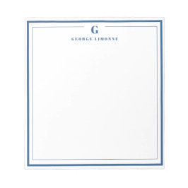 Custom Monogram Navy Blue Border Stationer Notizblock