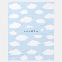 Custom Monogram Niedlich Girly Blue Cloud Geschenk Fleecedecke